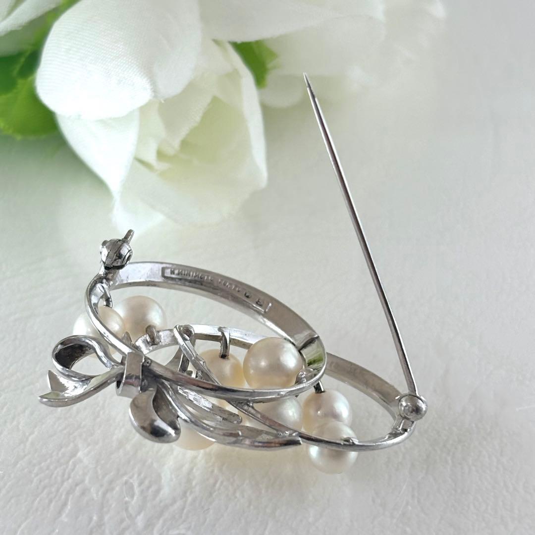 ⭐︎皇室御用達ブランド⭐︎ミキモト　シルバー　パール　ブローチ　花束デザイン