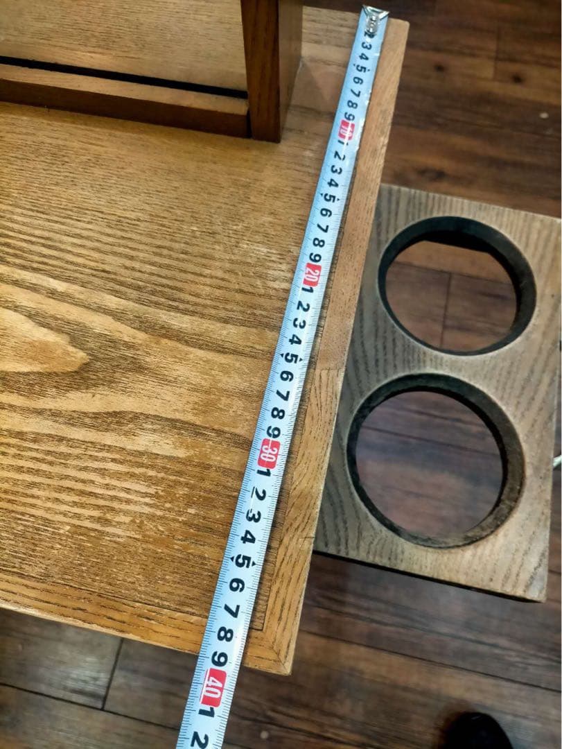 2台在庫　美容室　ヘアサロン　セット面　鏡付き ドライヤー収納可能　木製