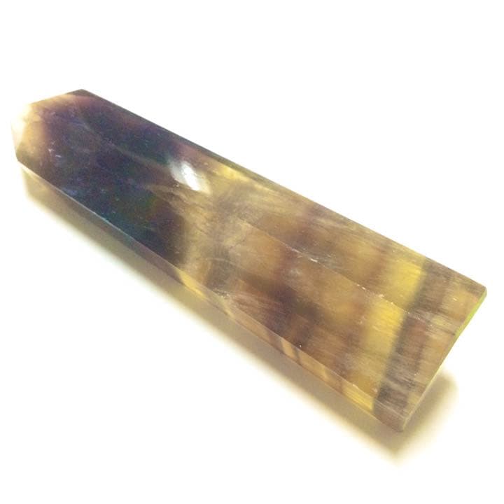 【ネガティヴ解消、受験のお守り】イエロー系バイカラー フローライト 六角柱