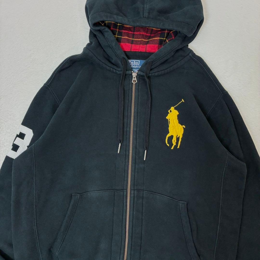 ポロバイラルフローレン　パーカー　ビックポニー　ブラック　チェック　メンズL
