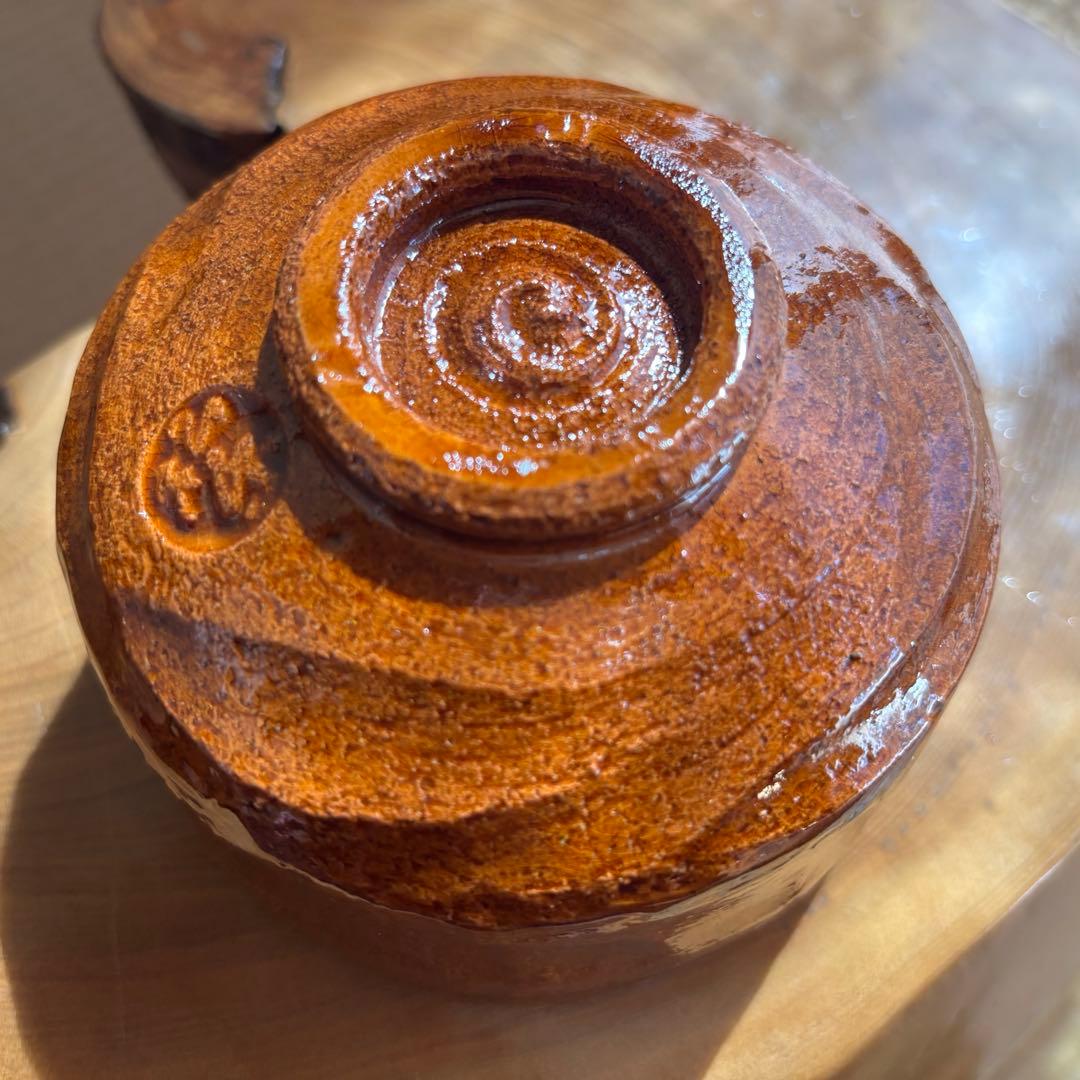 前大徳積鷹　赤楽茶碗　松楽造　抹茶碗　茶道具　共箱(200Fd)