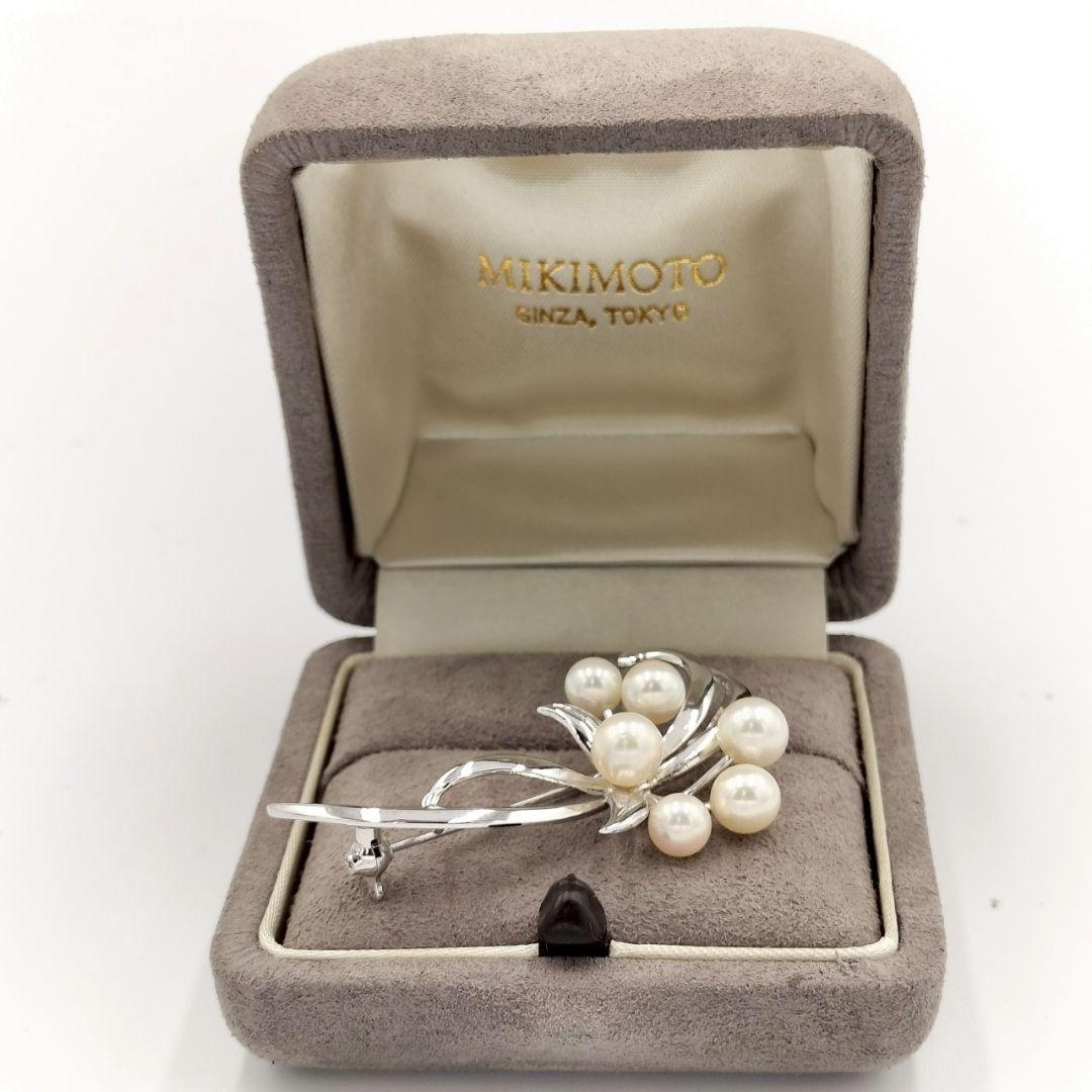MIKIMOTO 真珠付 シルバー ブローチ 刻印あり 真珠 店舗にて洗浄済