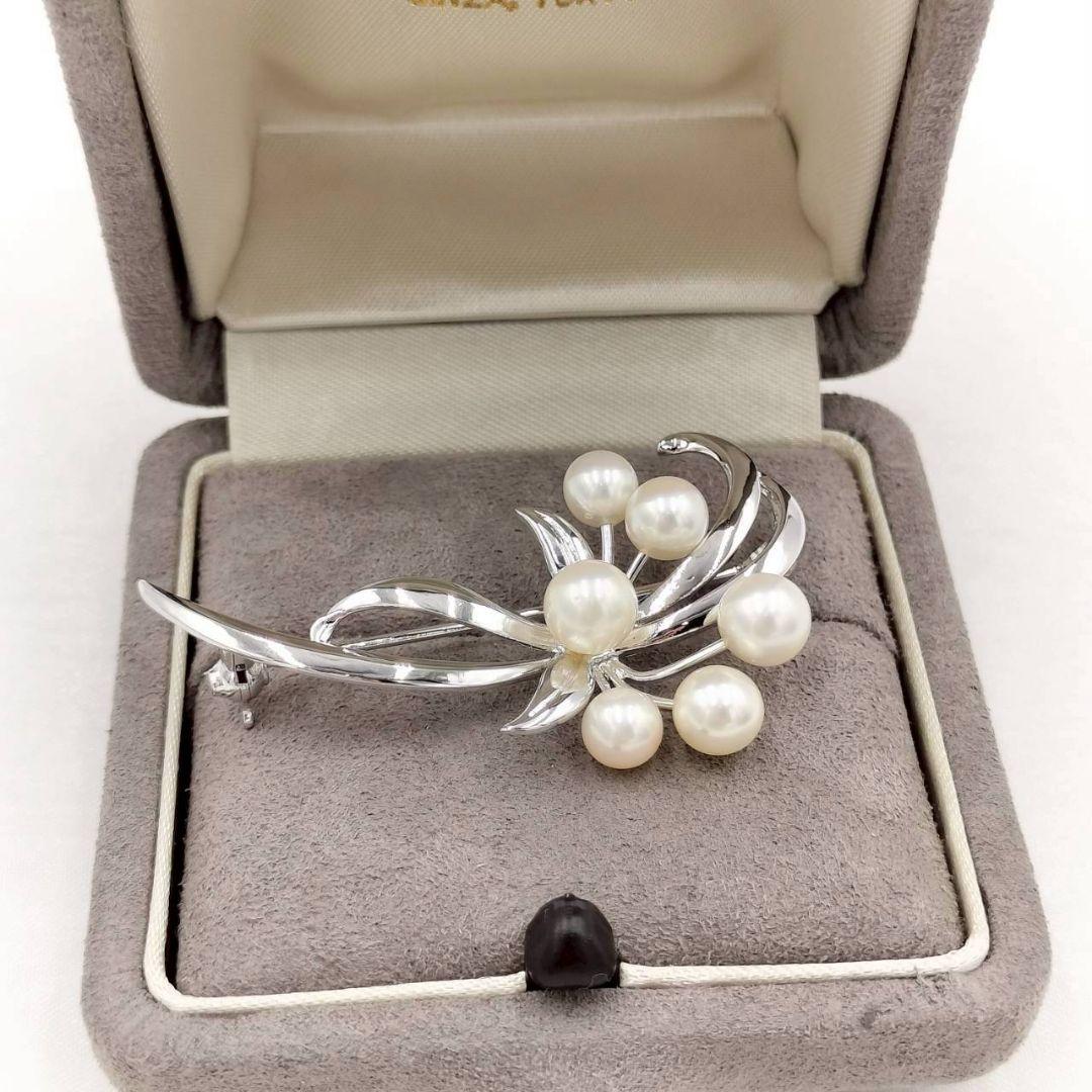 MIKIMOTO 真珠付 シルバー ブローチ 刻印あり 真珠 店舗にて洗浄済