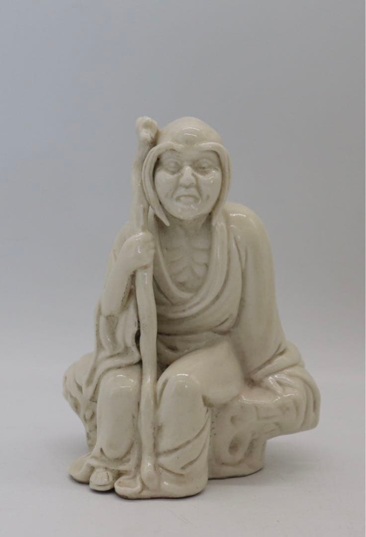 中国　徳化窯白磁達磨　清時代　木箱入　送料込み0730