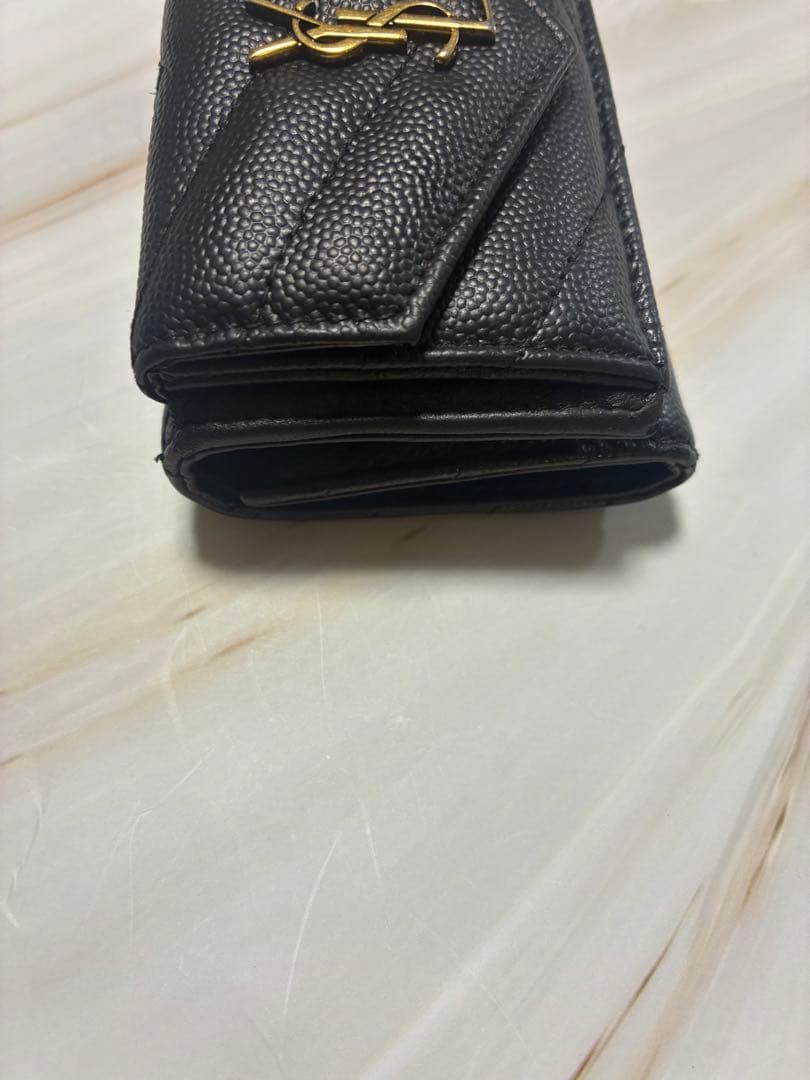 SAINT LAURENT ブラックミニ三つ折り財布