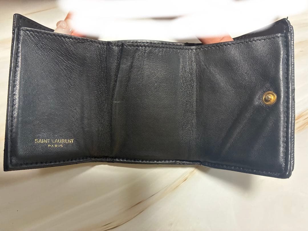 SAINT LAURENT ブラックミニ三つ折り財布