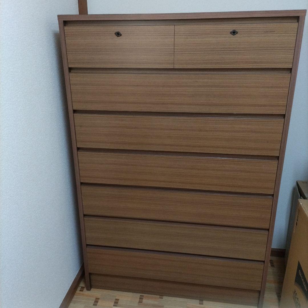 ブラウン木製タンス 8引き出し