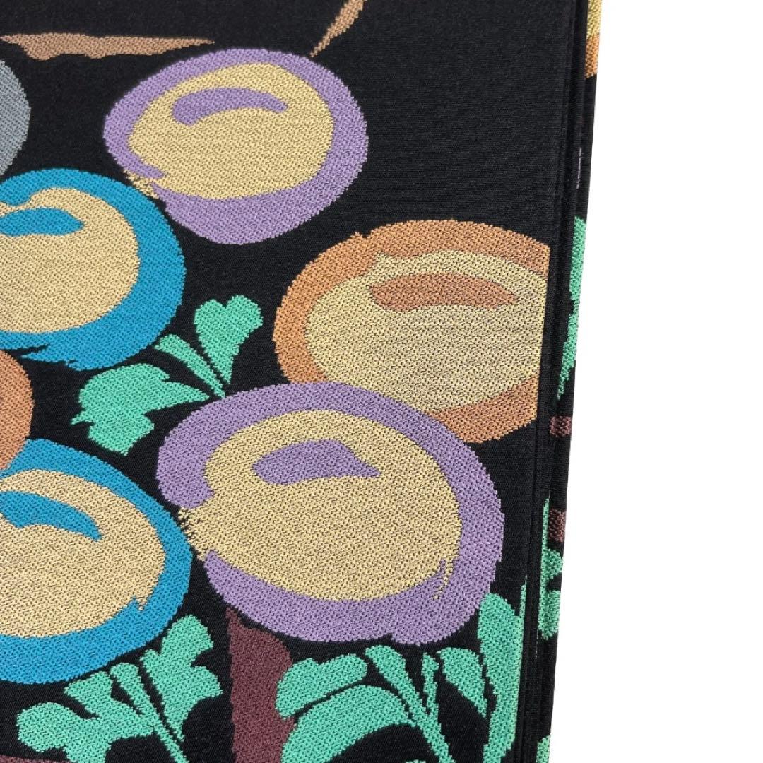 白綾苑大庭　開き名古屋　饅頭菊　垣　黒地　着物　103a d