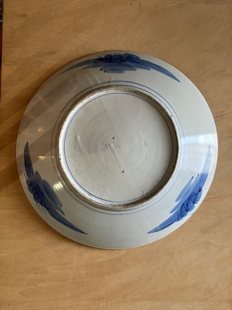 白地手描大皿 植物柄