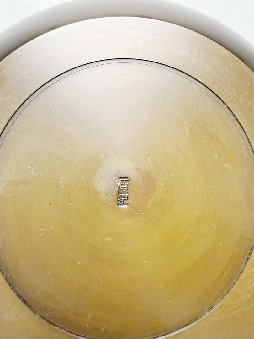 未使用 茶道具 竜泉造 唐銅 建水 茶こぼし 金属工芸 銅印 元箱