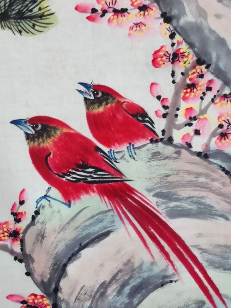 松鳥絵　大型　名家　張大千　 掛け軸