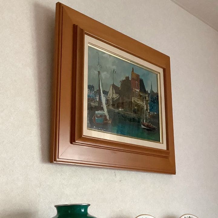 【嶋津俊則/オンフルール】油絵 額縁付き サインあり(4号)