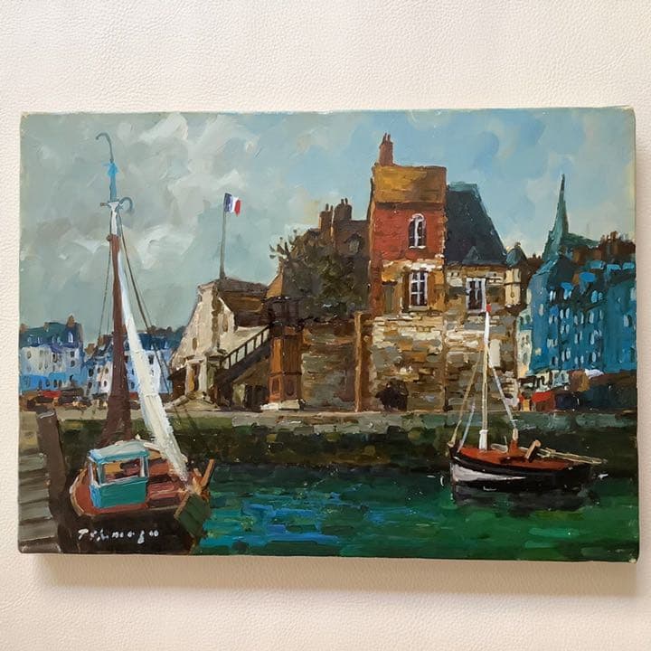 【嶋津俊則/オンフルール】油絵 額縁付き サインあり(4号)