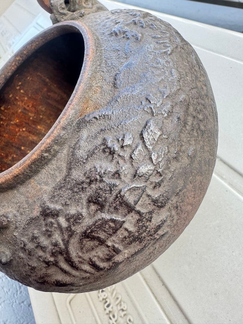 亀文堂鉄瓶　銀象嵌提手 蔵出し コレクション　茶道具　煎茶器