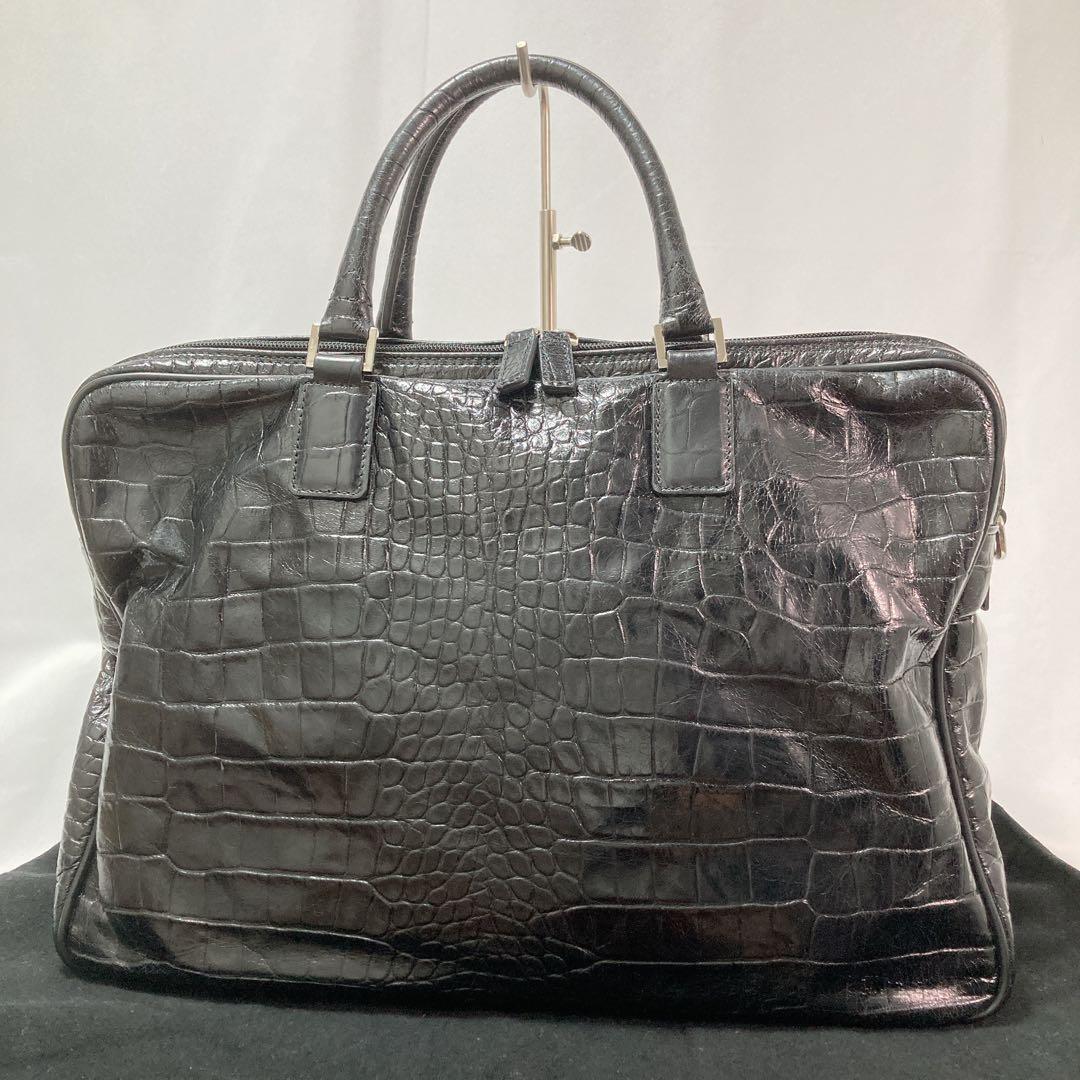 【美品】Pyloot パイロット ブリーフケース クロコ型押し イタリア製 BK