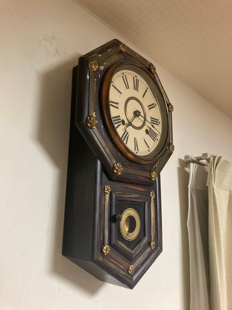 昭和レトロ SEIKOSHAゼンマイ式振り子時計 稼働品 掛け時計 ③