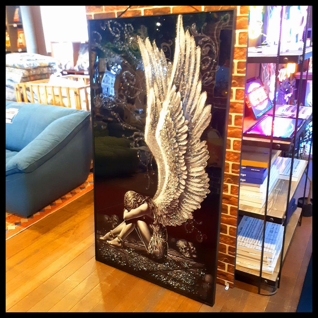 希少　天然水晶石　『天使と悪魔の少女』　ダイヤモンドアート　160×90cm