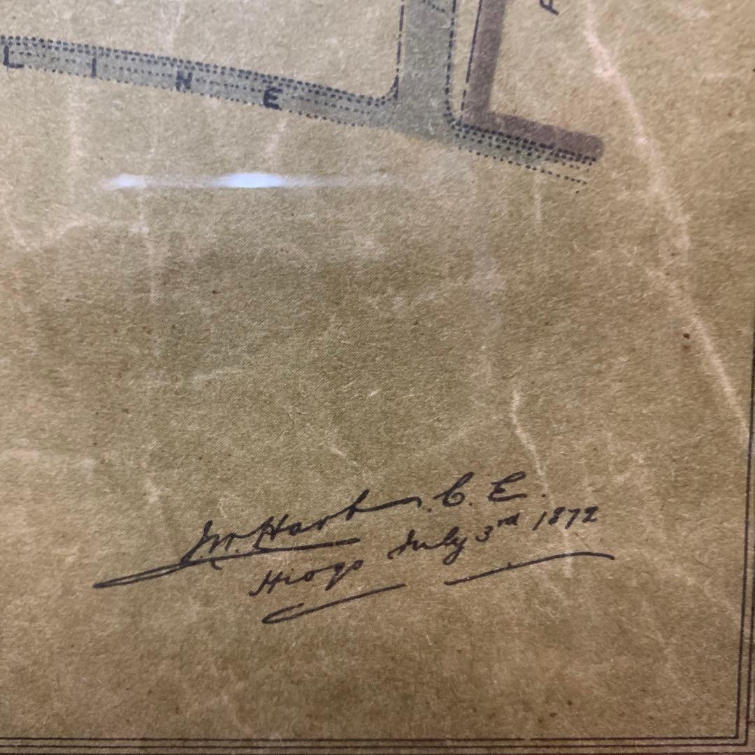 超希少　複製画　J・Wハート『神戸居留地計画図』1870年　アンティーク