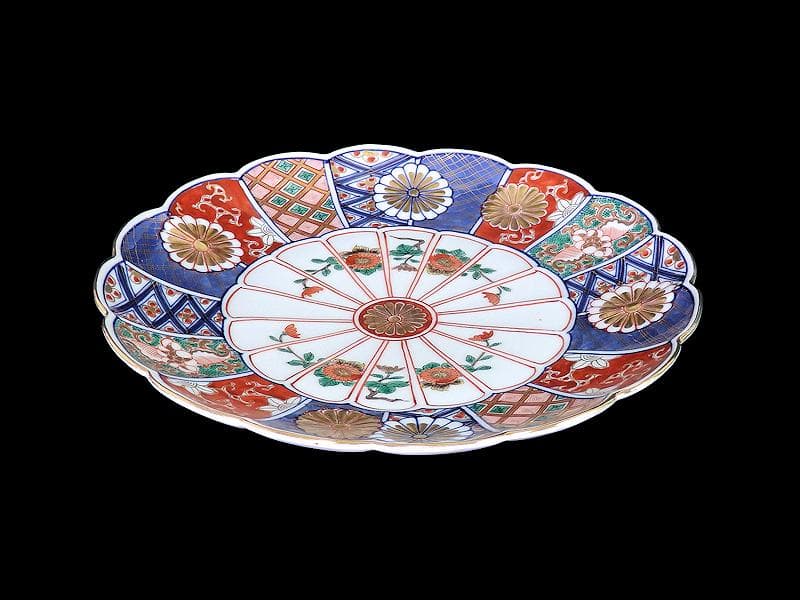 大聖寺伊万里　金襴手　菊花紋の図　８寸菊皿　E367AS-CPs