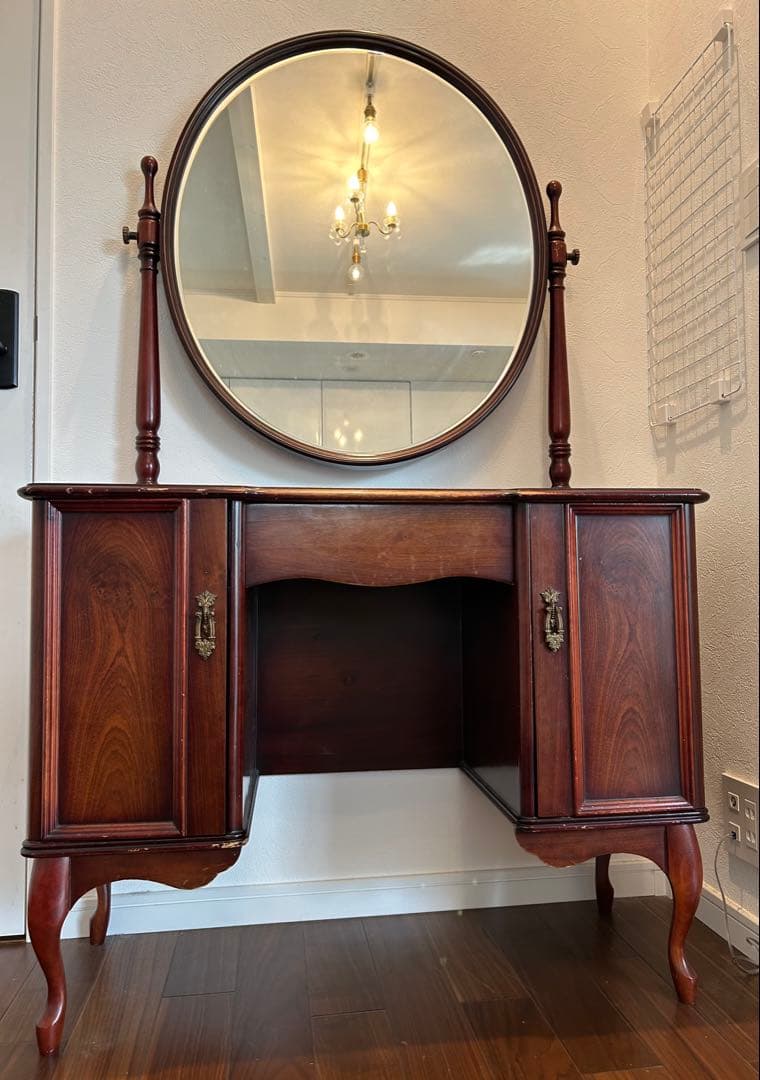 レトロ・アンティークドレッサー・木製クラシック家具ミラー・椅子無し・直接取引可