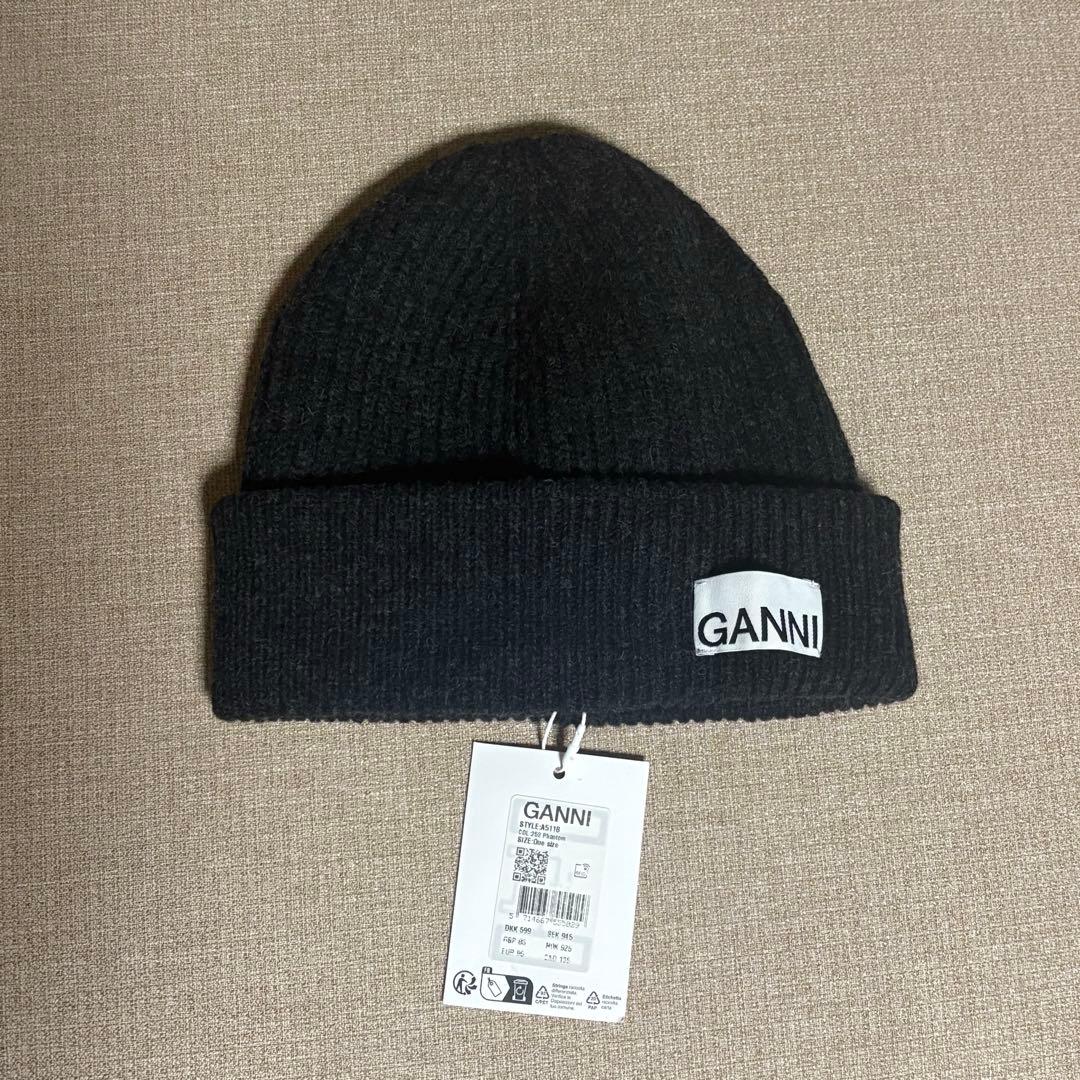 【未使用タグ付】GANNI ニット帽 ダークグレー