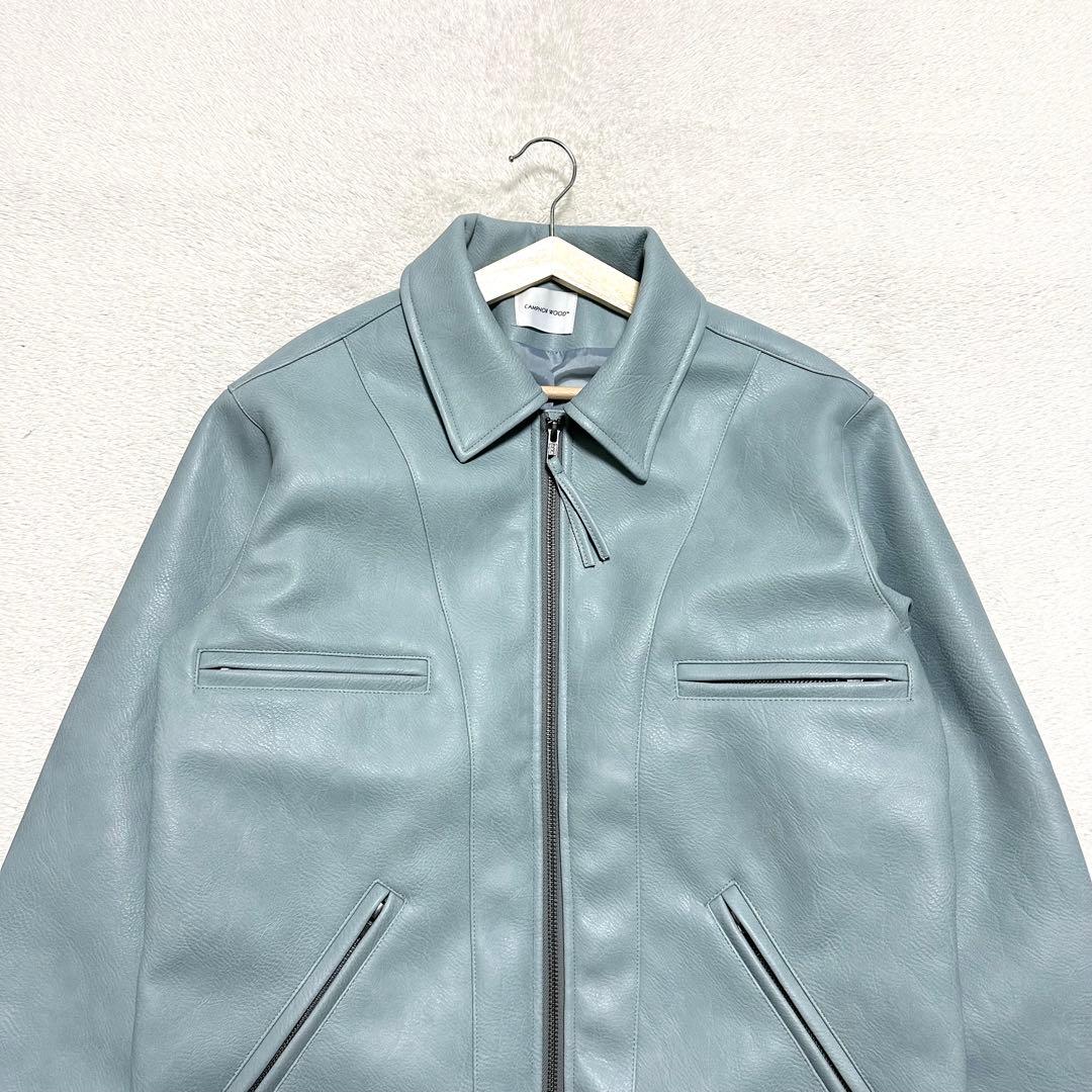 CAMPHOR WOOD ジップ レザー ジャケット M ブルー系