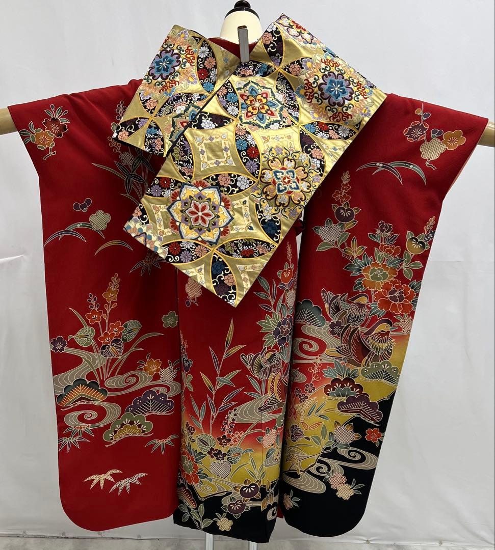 振り袖　フルセット　別誂長襦袢　振袖　京紅型染め　成人式　結婚式　赤　635