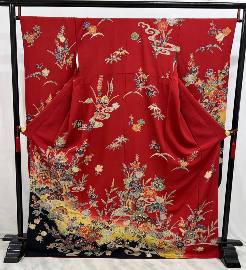 振り袖　フルセット　別誂長襦袢　振袖　京紅型染め　成人式　結婚式　赤　635
