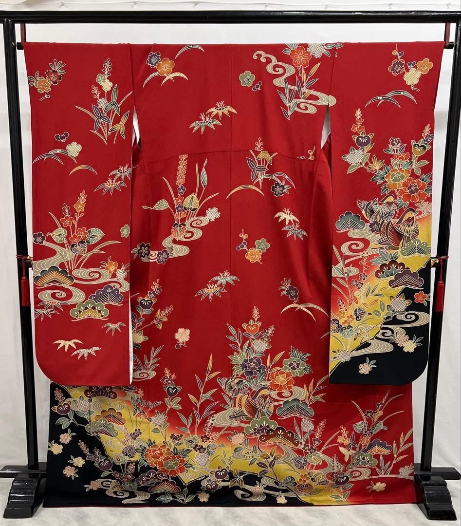 振り袖　フルセット　別誂長襦袢　振袖　京紅型染め　成人式　結婚式　赤　635