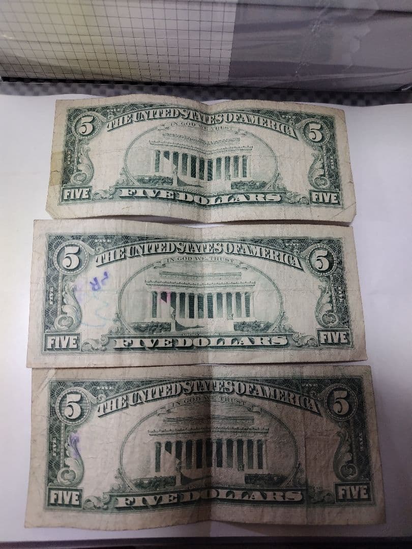 旧紙幣アメリカ5ドル札 6枚set