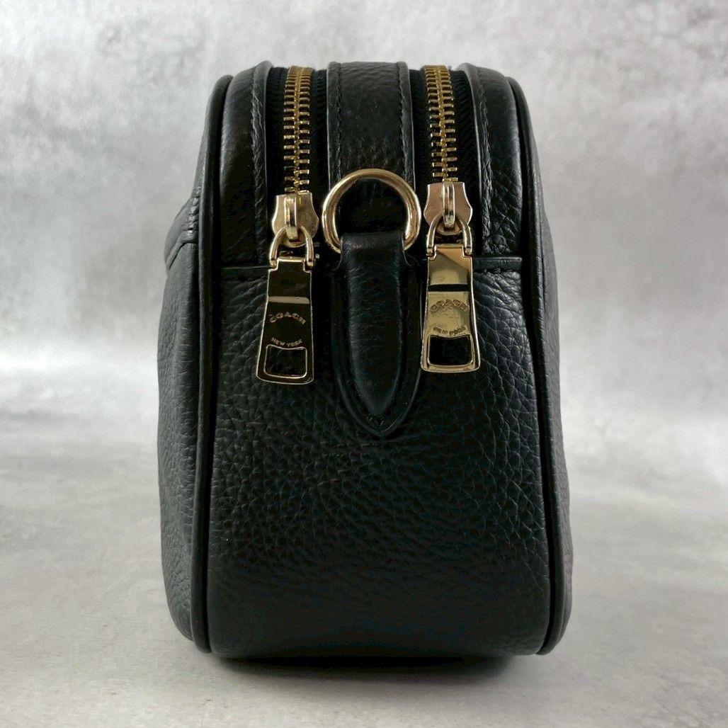 極美品 コーチ ジェス 2way カメラバッグ ダブルジップ シボ革 ブラック