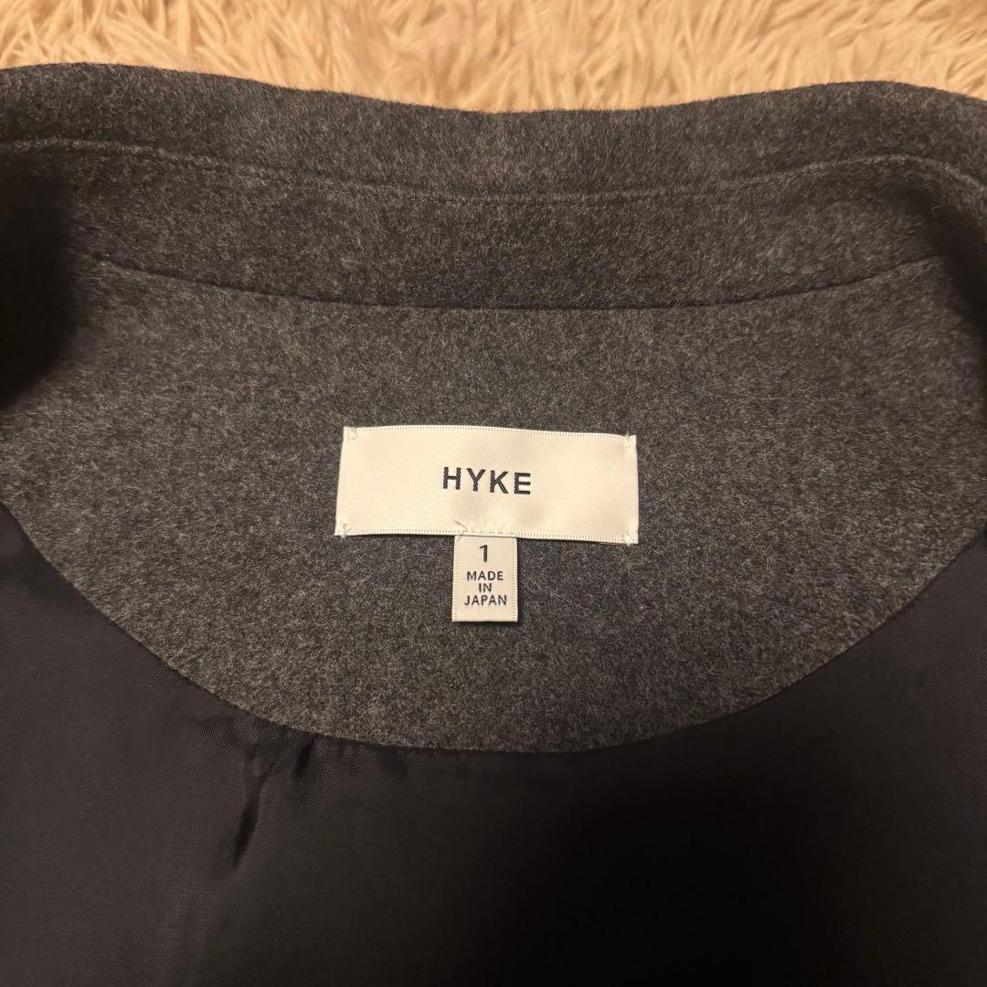 HYKE ハイク ウールショップコート チェスターコート チャコールグレー