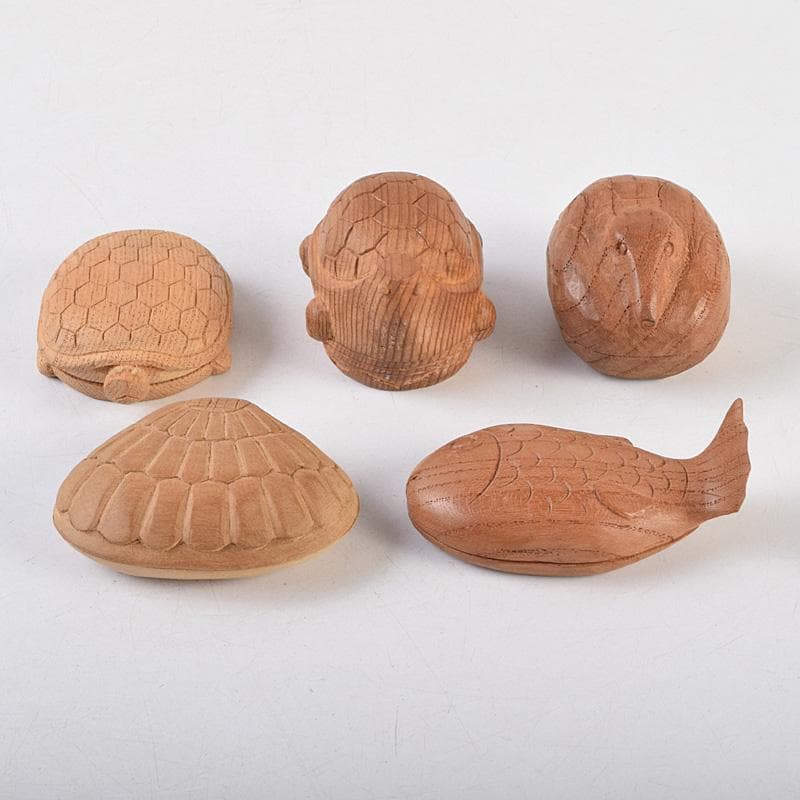 茶道具　木彫　亀香合　魚香合など　5点まとめて　V　R9240