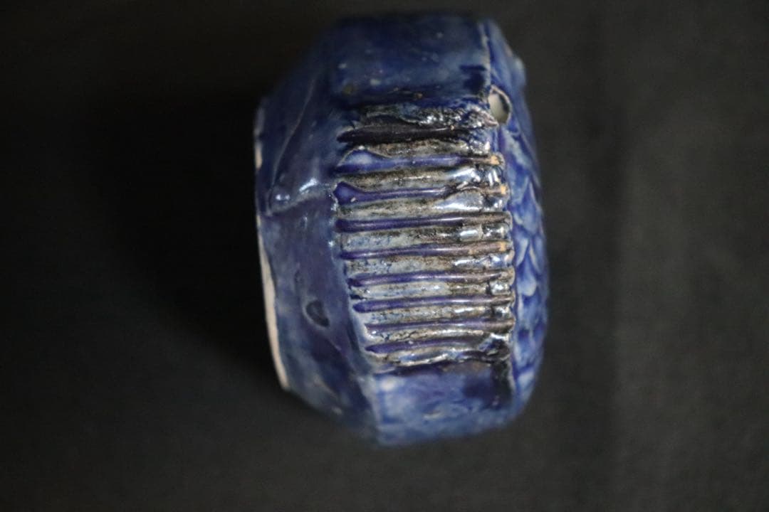 李朝　瑠璃釉鯉型水滴　分院期　アンティーク　朝鮮古美術　送料込み251004