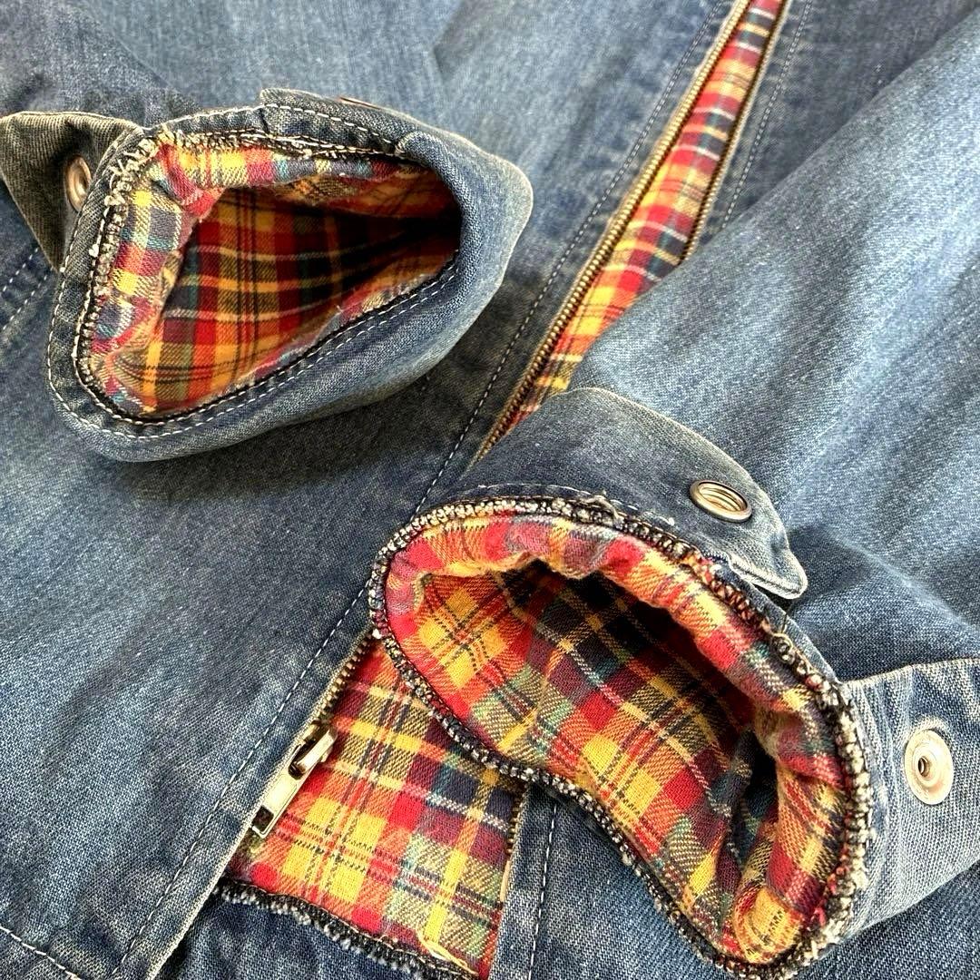 BIRDWELL デニムジャケット チェック柄L. MADE IN U.S.A.