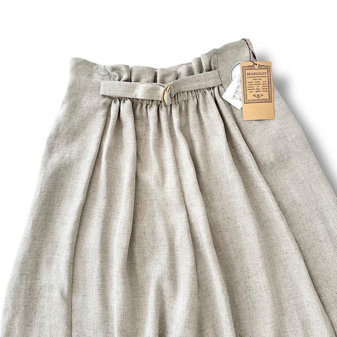 新品 ビアズリー 麻調合繊 前後パンツ 2way ガウチョ ベージュ F