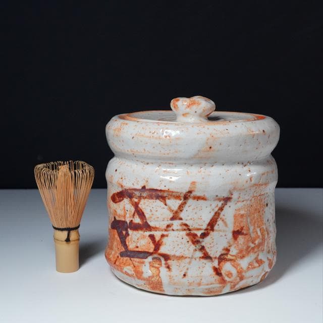 加藤光右衛門　志野水指　共箱　茶道具　美濃　陶器　山十窯　十右衛門