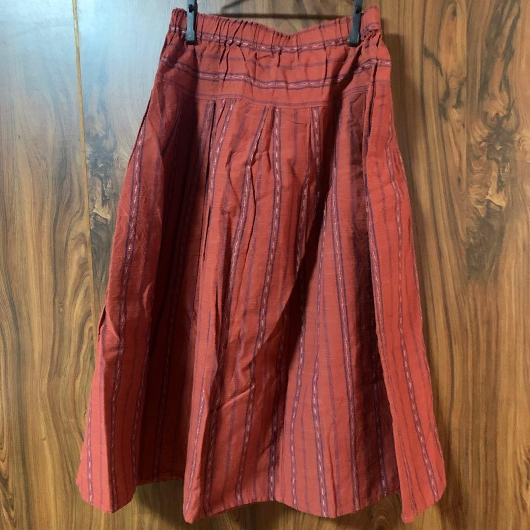 ヤンマ　ストライプ 赤 スカート