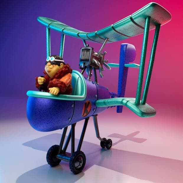 完成品　チキチキマシン猛烈　ブラック王飛行機 Wacky Races　一個のみ