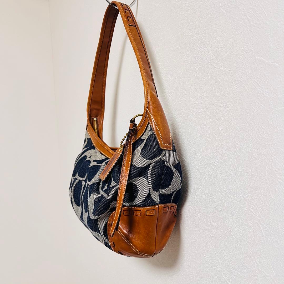 ✨美品 ✨COACH コーチ シグネチャー デニム レザー ワンショルダーバッグ