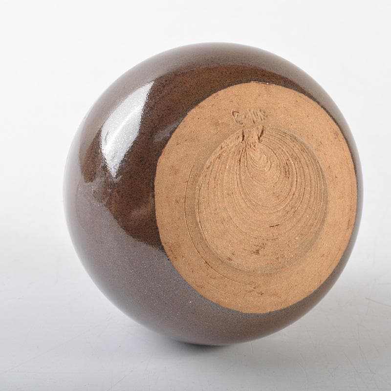 茶道具　京焼　万代草山作　文殊茶入　仕覆付　共箱　V　R6122