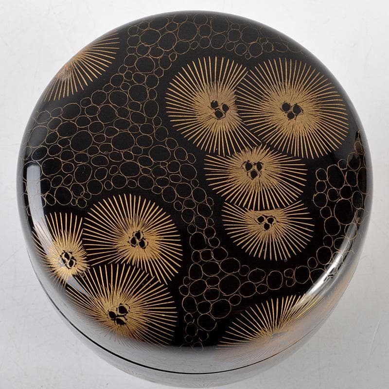 茶道具　輪島塗　月峯作　唐松　沈金　棗　共箱　V　R6015