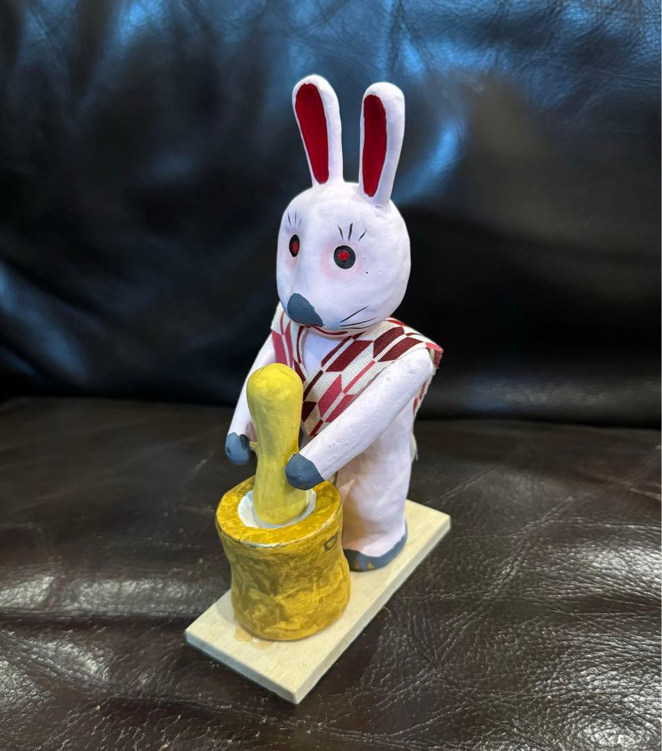 長門張子　杵つきうさぎ　餅つき　からくり　民芸品　郷土玩具