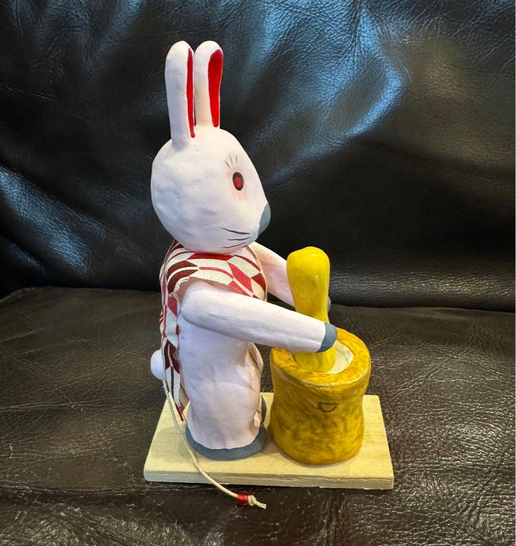 長門張子　杵つきうさぎ　餅つき　からくり　民芸品　郷土玩具