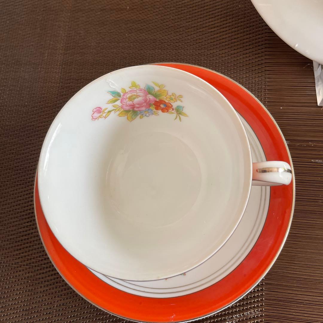 オールドノリタケ　ケーキ皿　カップ　クリーマー　シュガー4点セット