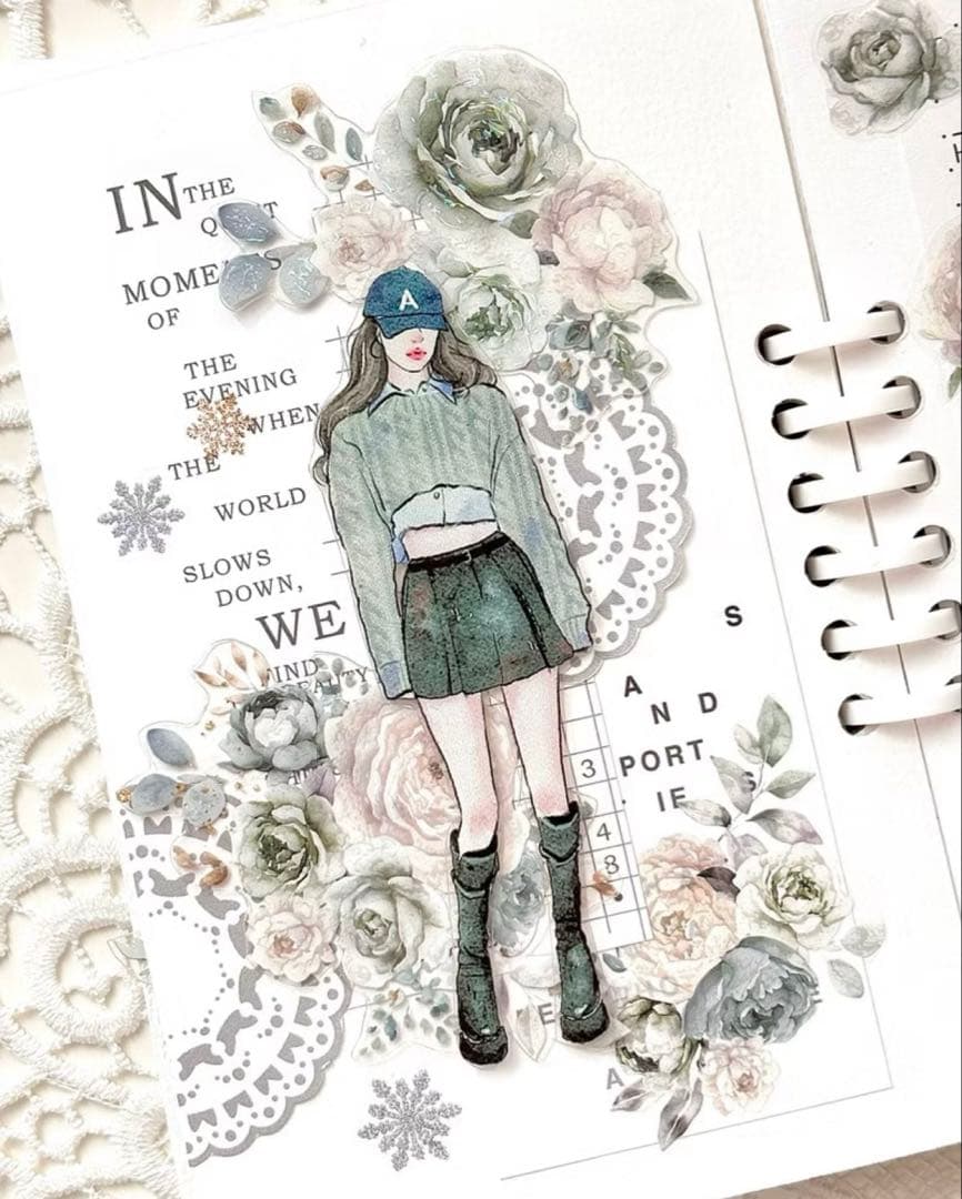 ggaggong マスキングテープ8個セット 花 コラージュ素材 装飾