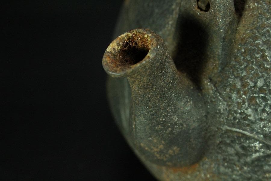 斑紫銅蓋 秋草地紋 鉄瓶(K-LC473)