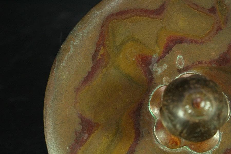 斑紫銅蓋 秋草地紋 鉄瓶(K-LC473)