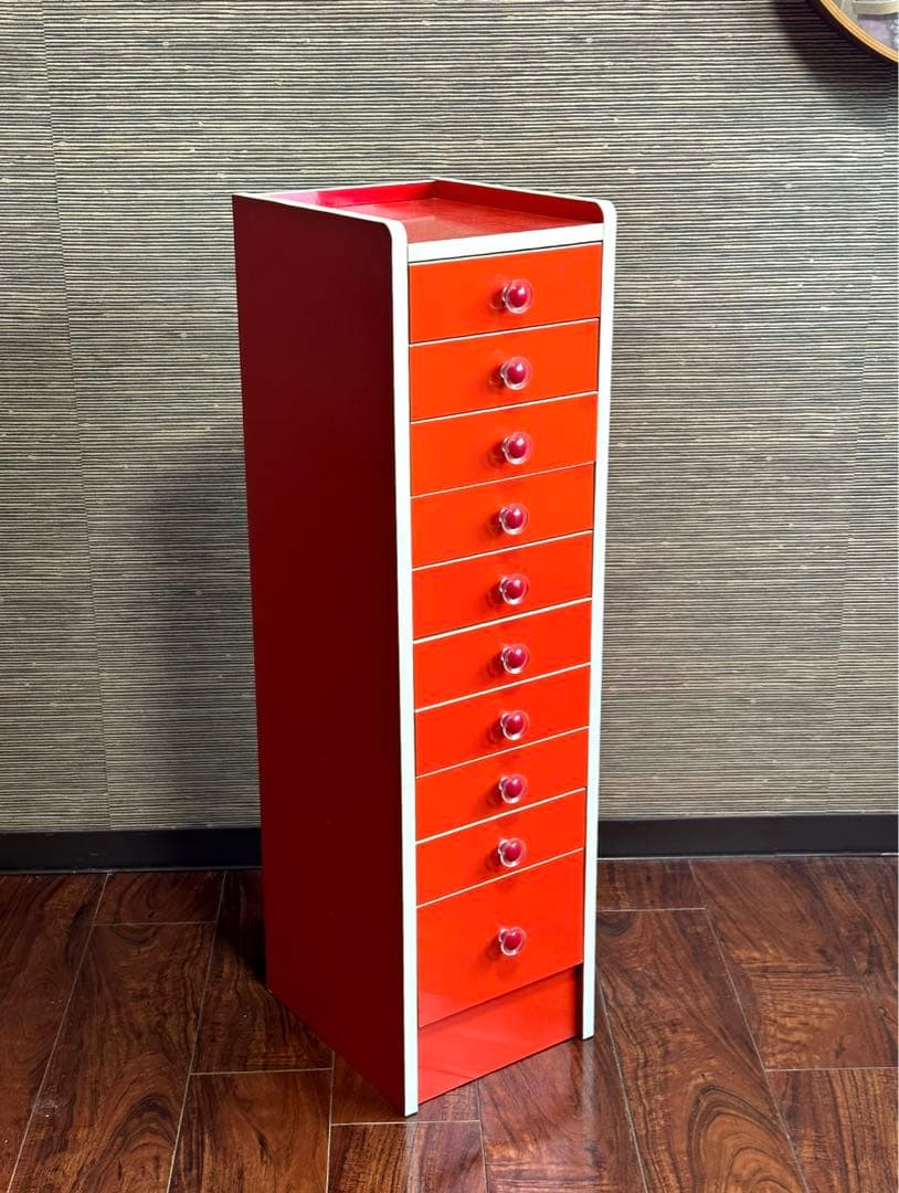 レトロポップ　カラーチェスト　シェルフ　たんす　10段　飾り棚　スペースエイジ