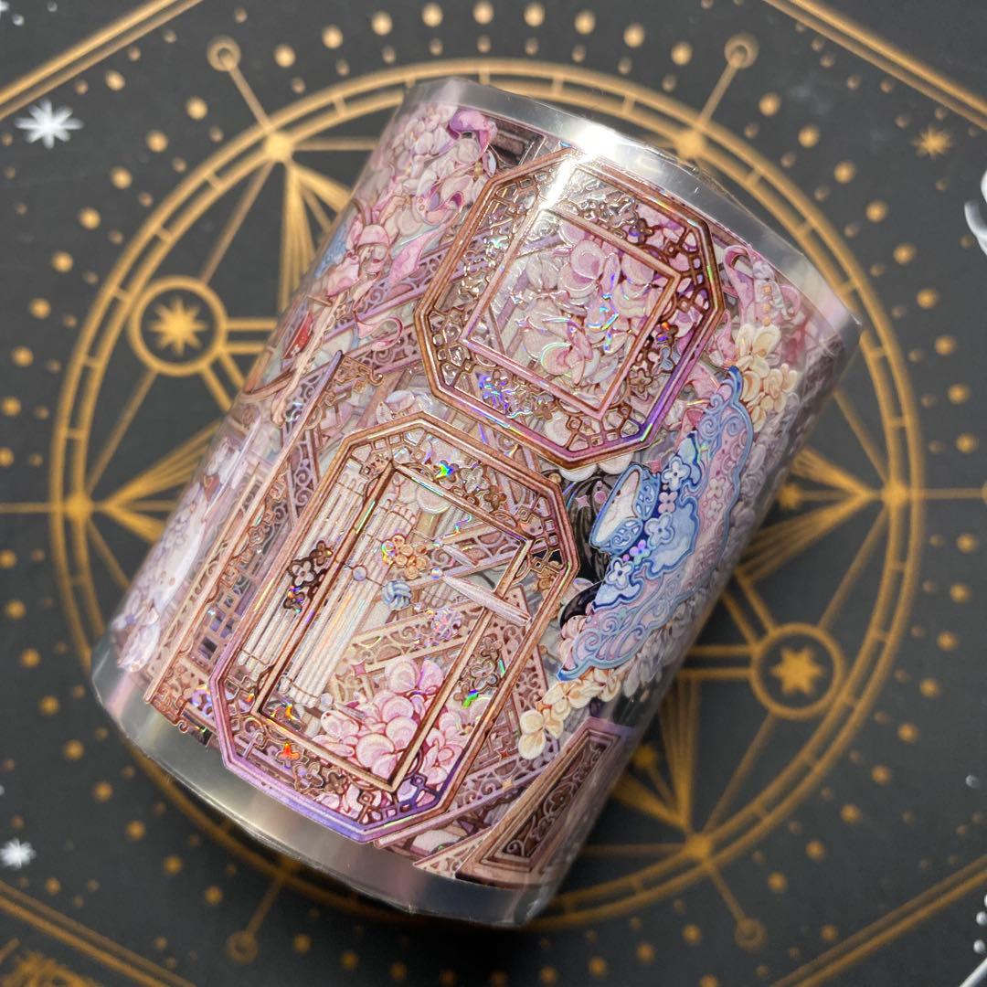 【9400】海外　3/5/巻　貝殻光マスキングテープ　獅子先生新作　ピンク古風系